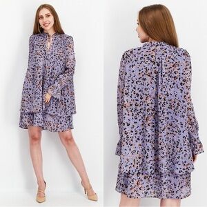 & Other Stories Flounced Tiered A-Line Mini Dress in Animal Print Lilac Combo 8